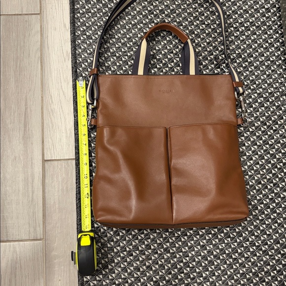 COACH brown pebbled leather tote shoulder laptop bag 💼 - Picture 9 of 10